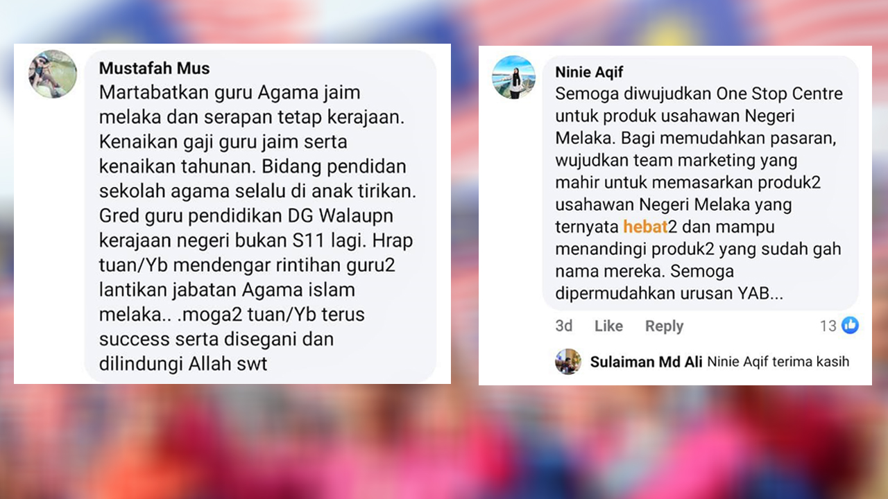 Cadangan rakyat buat KM sempena Belanjawan Melaka 2021