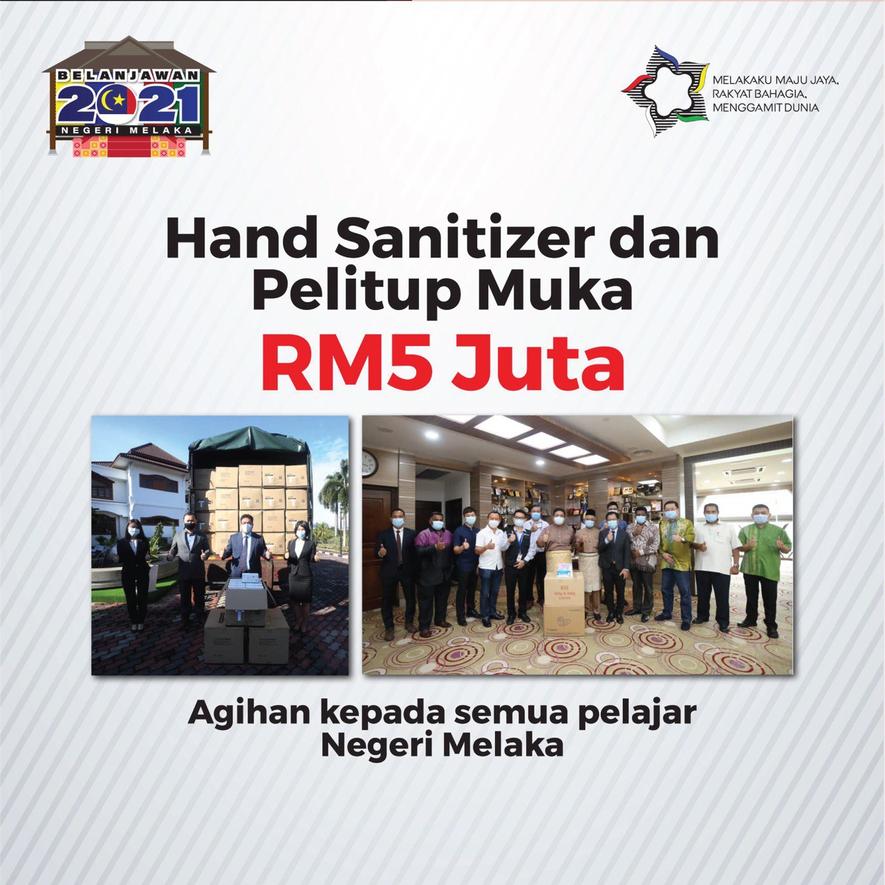 Pelitup muka, ‘hand sanitizer’ percuma kepada pelajar di Melaka