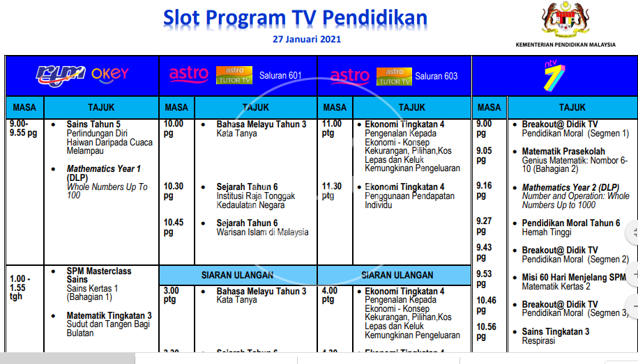 Jadual tv pendidikan