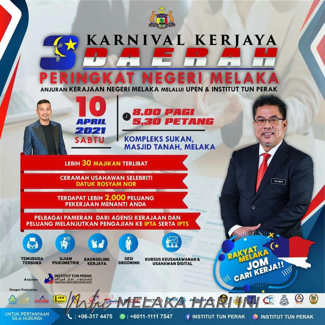 Melaka sedia 2,000 peluang pekerjaan dalam karnival kerjaya 10 April depan