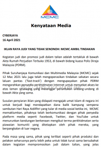 Iklan judi raya mcmc ambil tindakan