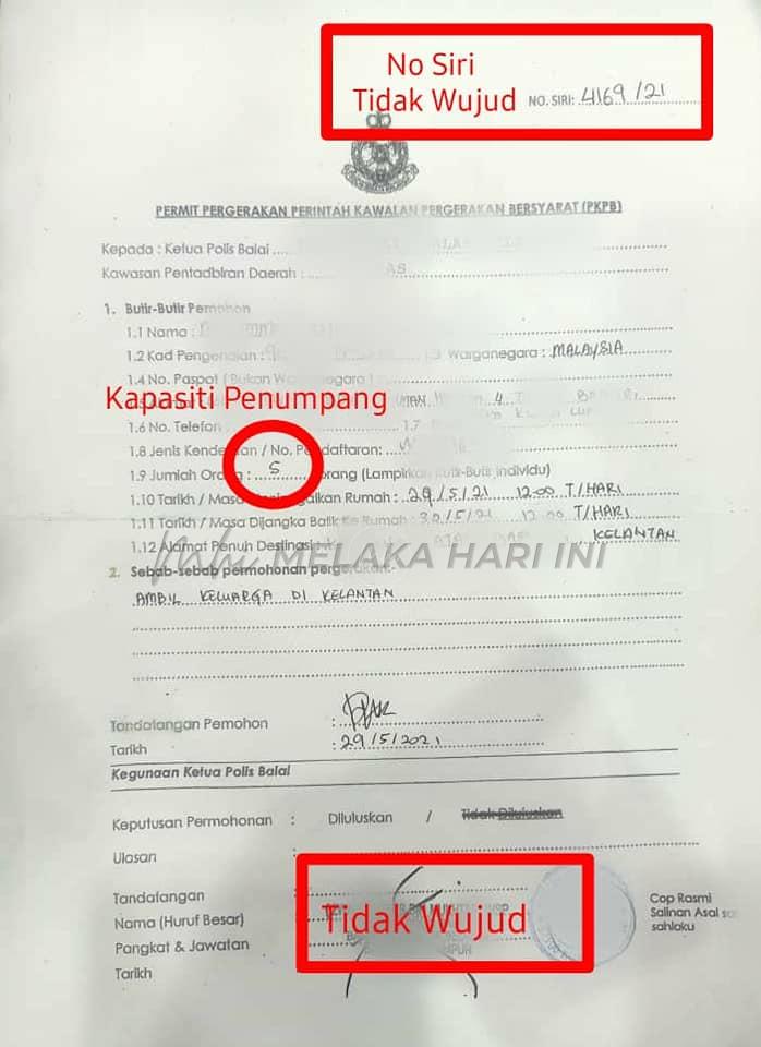 Kan dah kena! Polis cekup dua lelaki disyaki palsu borang rentas negeri