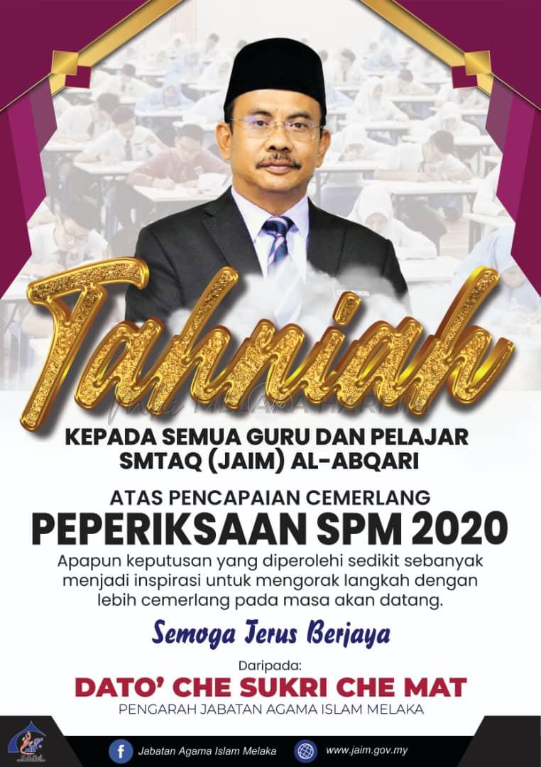 Pelajar tahfiz SMTAQ Al-Abqari cemerlang SPM 2020