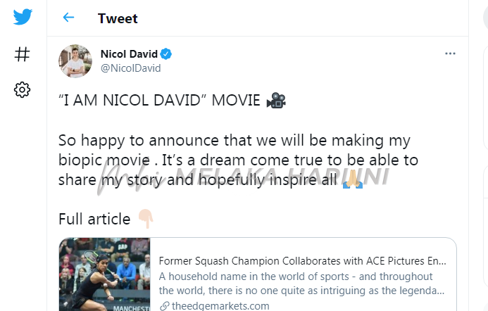 “I am Nicol David” biopik ceritakan kejayaan ratu skuasy