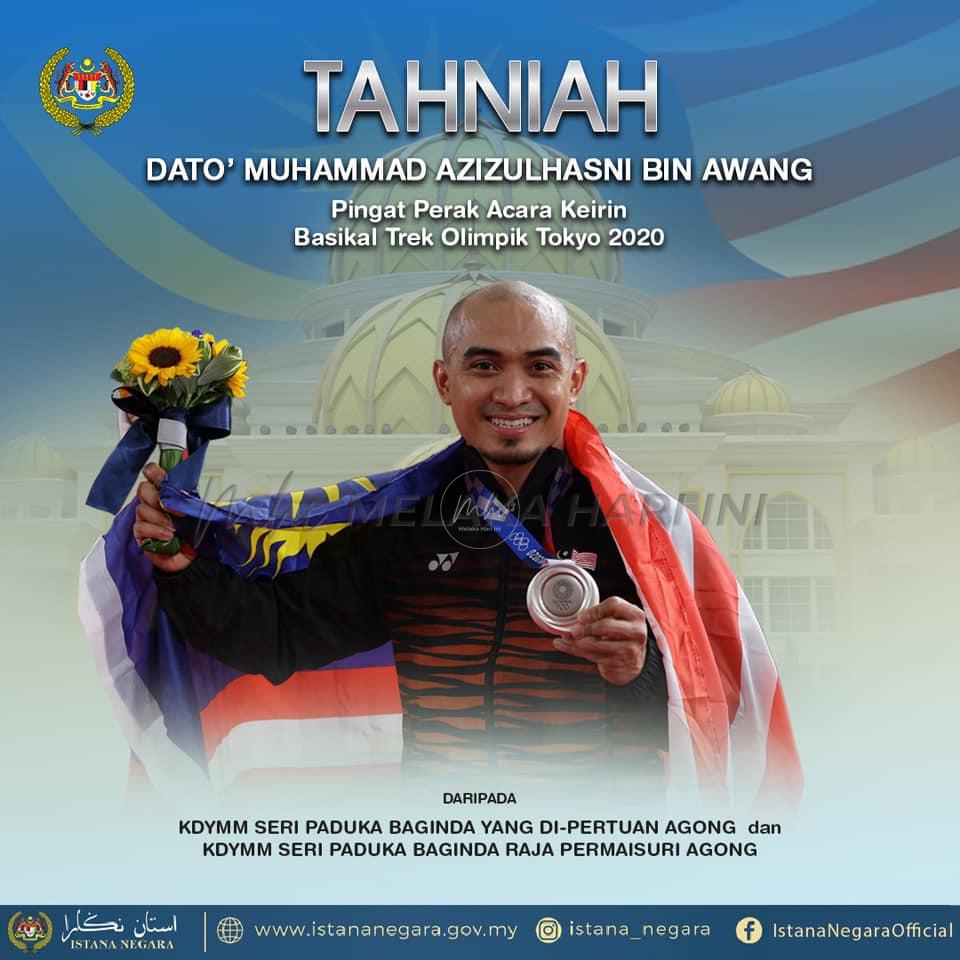 Agong, Permaisuri zahir ucapan tahniah kepada Azizulhasni