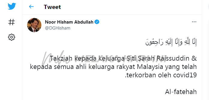 Dr Noor Hisham ucap takziah atas pemergian penyanyi Siti Sarah