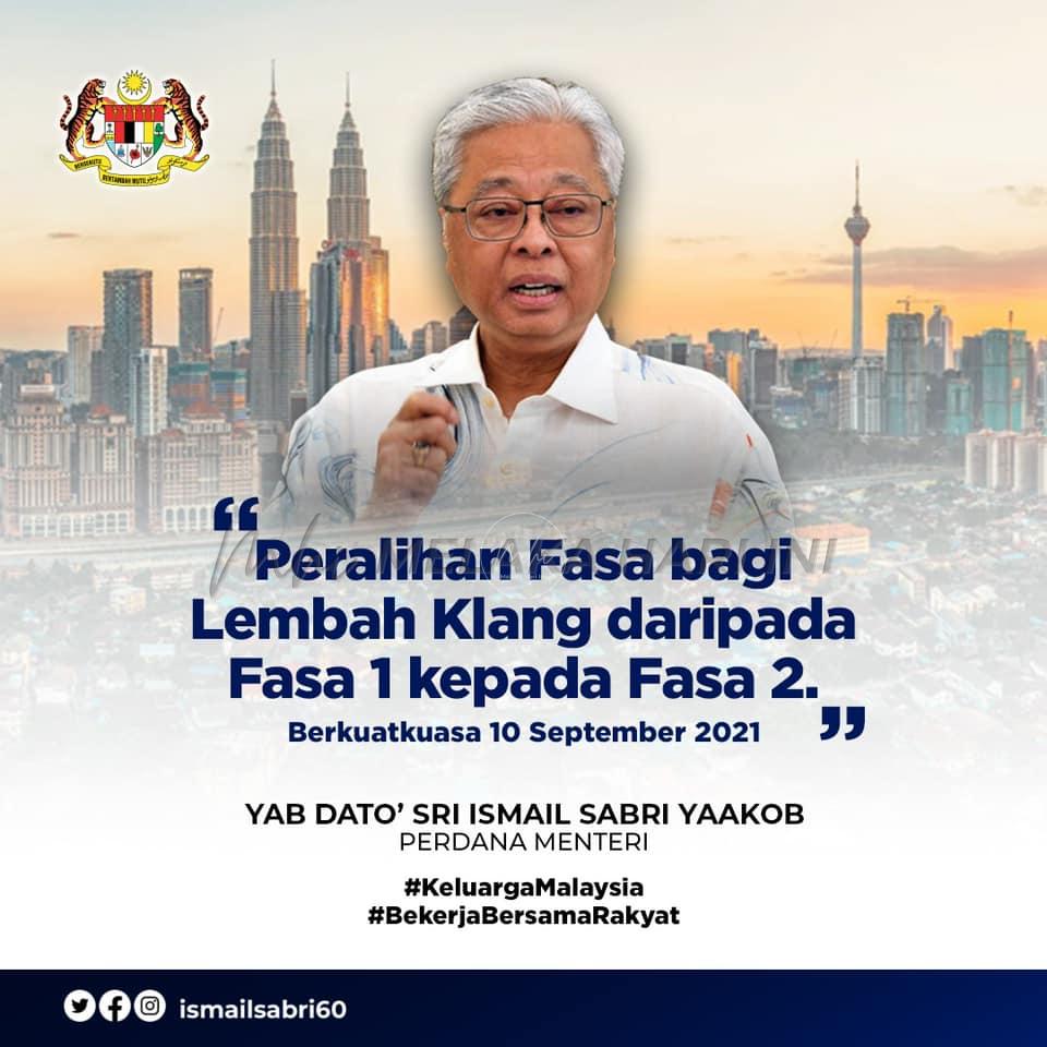 Kawasan Lembah Klang beralih Fasa 2 mulai 10 September – PM