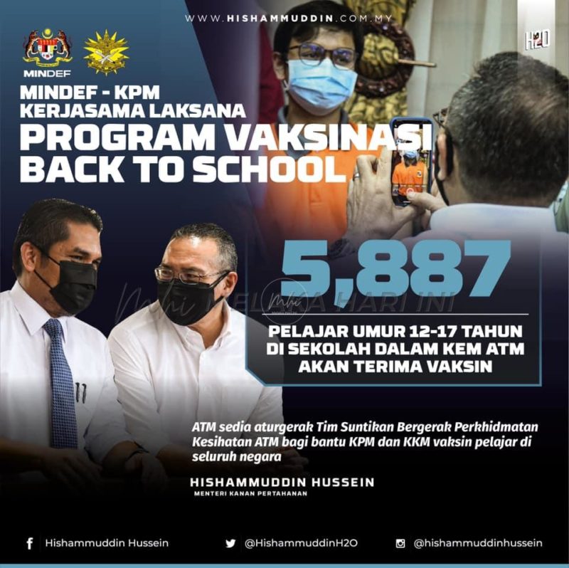 PICK remaja: 5,887 pelajar sekolah kem tentera dijangka terima vaksin – Hishammuddin