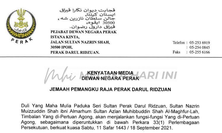 Sultan Nazrin berkenan lantik Jemaah Pemangku Raja Perak
