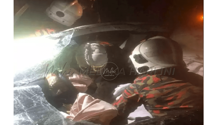 Pemandu maut, tiga cedera selepas kereta dinaiki terlanggar gajah