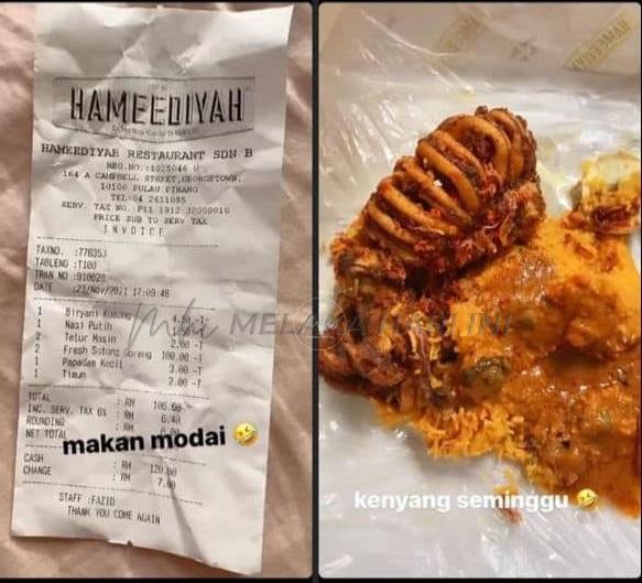 Restoran Hameediyah beri penjelasan dua ekor sotong RM100