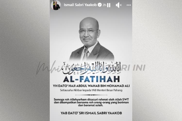 PM zahir ucapan takziah atas pemergian Abdul Wahab