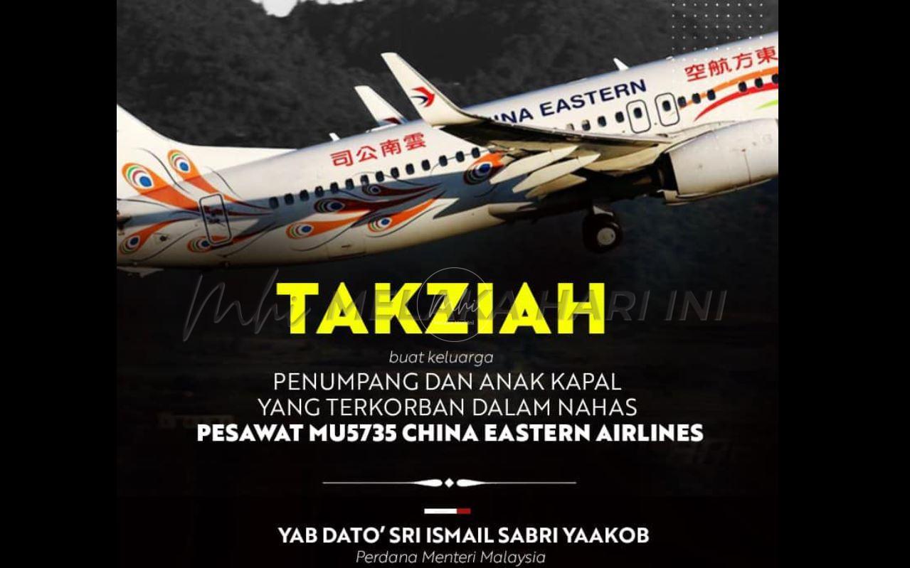 Pesawat terhempas: PM ucap takziah kepada kerajaan China