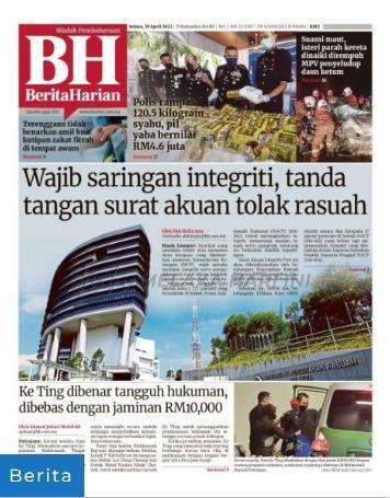 Tajuk-tajuk utama akhbar: Selasa 19 April