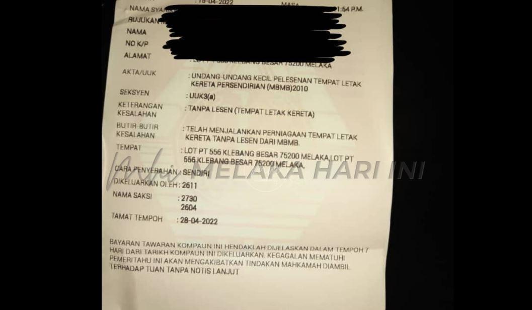 Tiga ‘ulat tiket’ parkir haram dikenakan kompaun – MBMB