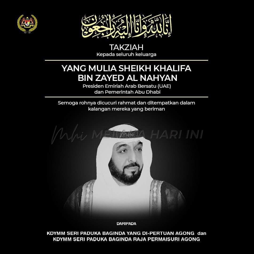 Kemangkatan Presiden UAE: Bendera peribadi Agong dikibar separuh tiang lima hari