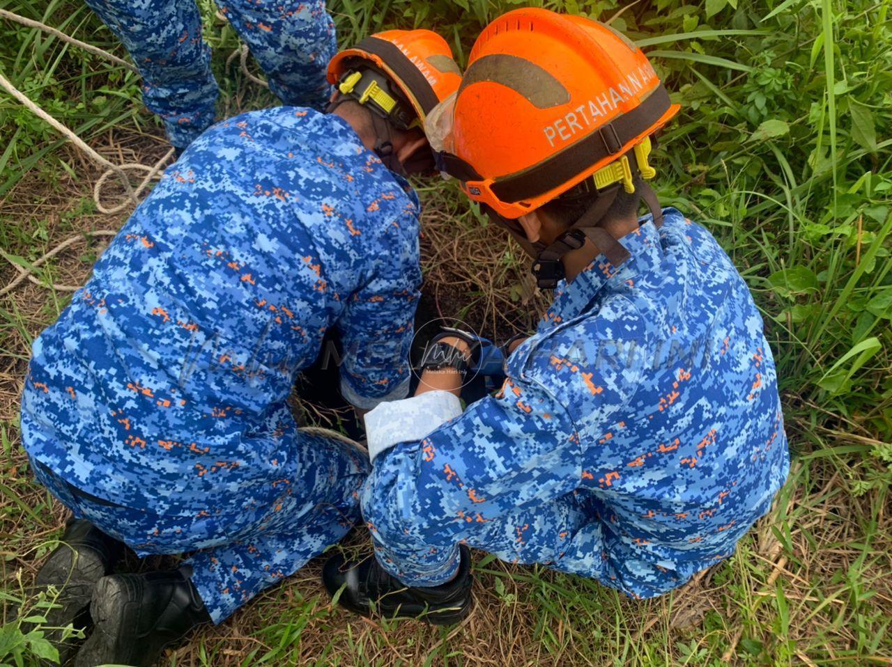 20 minit selamatkan lembu jatuh lubang