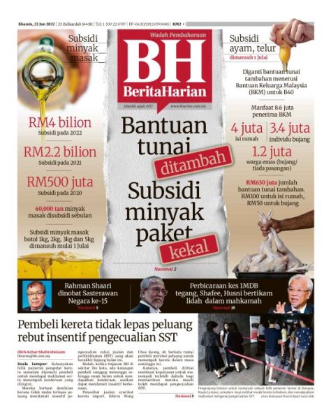 Tajuk-tajuk Utama Akhbar – Khamis 23 Jun 2022