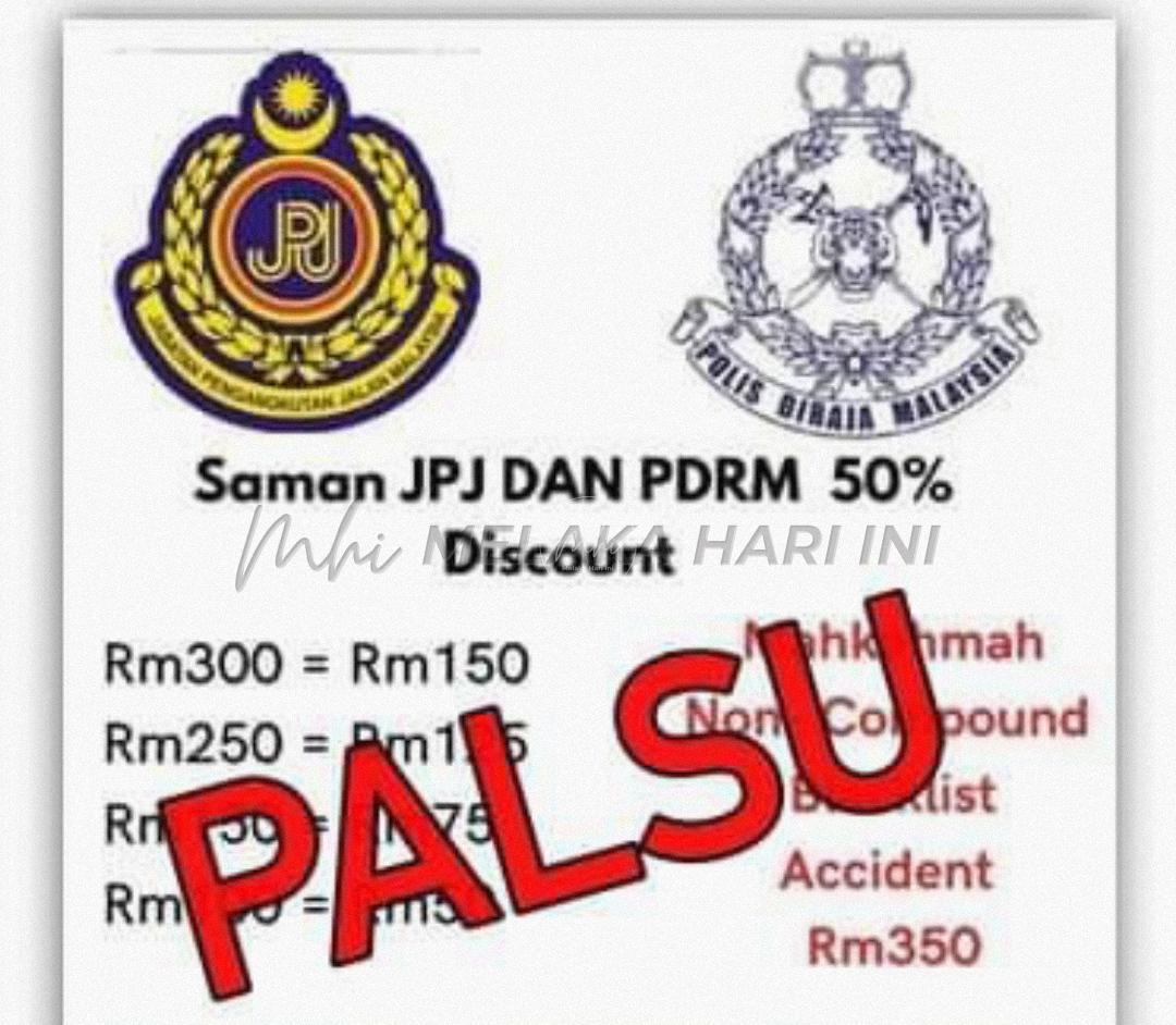 Tawaran diskaun saman PDRM, JPJ melalui Whatsapp adalah palsu