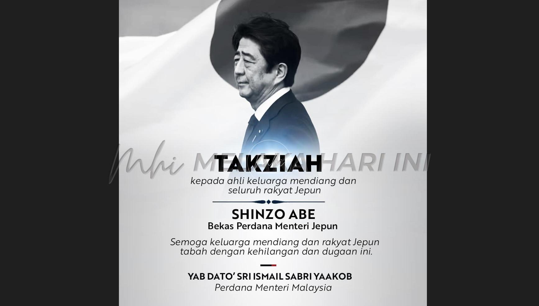 PM Ismail Sabri ucap takziah atas pemergian Shinzo Abe