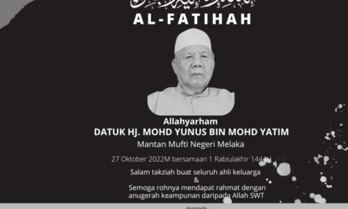Bekas Mufti Melaka meninggal dunia