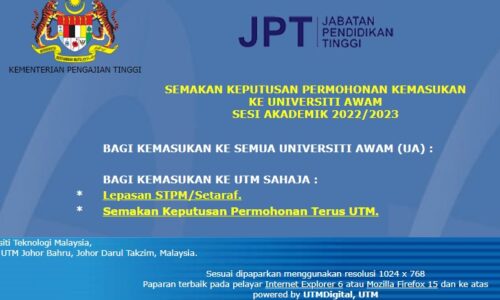 Keputusan permohonan rayuan ke universiti awam pada Selasa