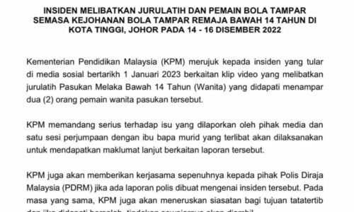 Tampar pemain: KPM akan jumpa ibu bapa pelajar terlibat