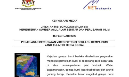 Tiada gempa bumi dikesan di Sabah, Sarawak – MetMalaysia