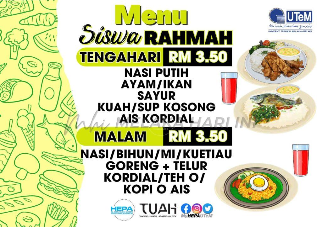 UTeM perkenal Menu Siswa Rahmah RM3.50