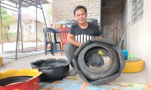 Tayar terpakai jadi hiasan bernilai