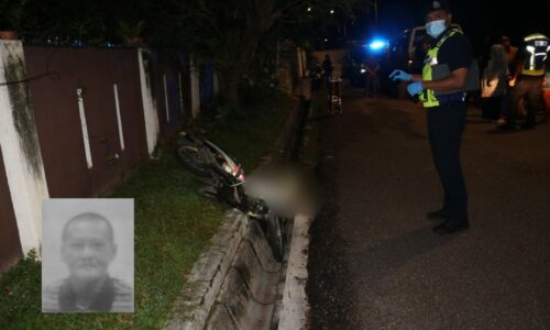 Warga emas maut motosikal terbabas masuk longkang