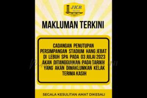 Persimpangan lampu isyarat Stadium Hang Jebat ditutup.