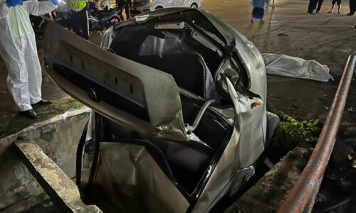 Lelaki maut kereta terjunam dalam longkang