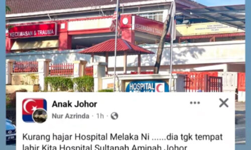 Hospital Melaka kesan Nur Azrinda dakwa enggan terima pesakit dari Johor