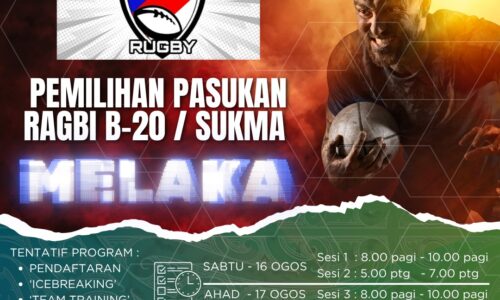 PEMILIHAN SKUAD RAGBI SUKMA MELAKA, 16-17 OGOS INI