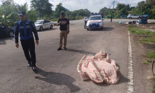 LELAKI BARING ATAS JALAN MAUT DIGILIS LORI