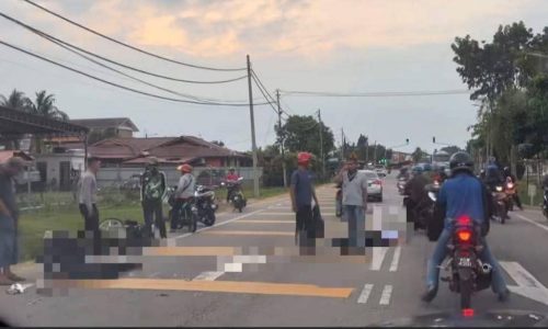 ABANG, ADIK CEDERA MOTOSIKAL TERBABIT KEMALANGAN DENGAN PERODUA MYVI