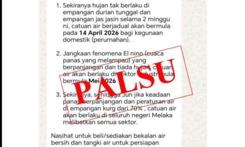 MELAKA NAFI CATU AIR, BEKALAN MASIH STABIL